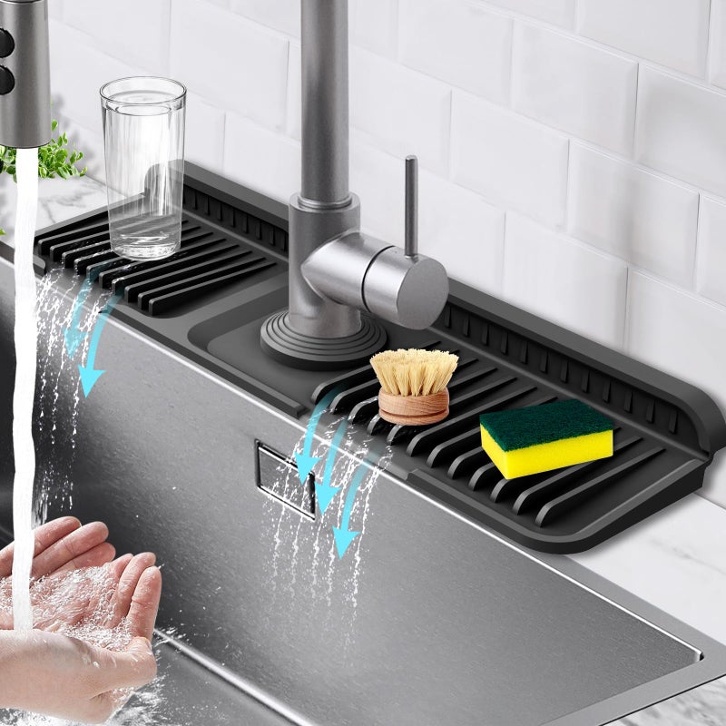 Hugro Tarfive 177Inch Kitchen Sink Splash Guard Mat 7 Slope for Fast SelfDraining SnapLock Design Universal Cuttable Silicone - Image 2