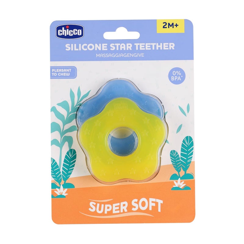 Chicco Teether Supersoft Star 2M+ 2Pc Blue + Yellow - Image 1