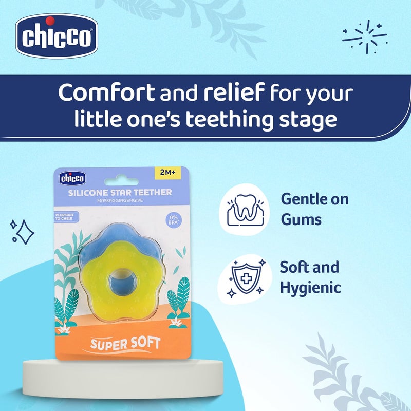 Chicco Teether Supersoft Star 2M+ 2Pc Blue + Yellow - Image 3