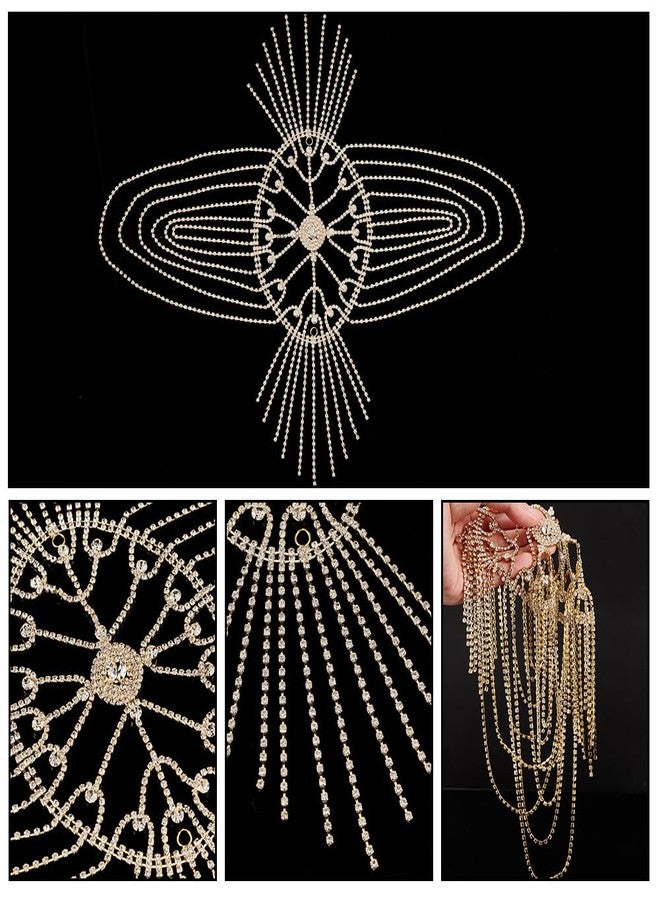 AHANDMAKER Rhinestone Flapper Headpiece Cap, Vintage Rhinestone Flapper Headpiece Accessories for Women, Women's Crystal Hairband Head Chain Hairband for Wedding Mardi Gras Halloween Party, Golden - Image 4
