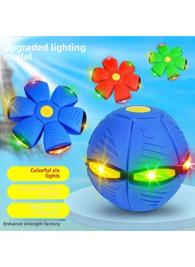 null - Direct Selling Children's Toy Deformation Ball Frisbee Ball Flying Saucer Ball Elastic Stepping Ball Vent Creative Flash Ball-Specification:Brand Thickening And Upgrade (six-light Supreme Model - Only Green) Damage Guaranteed - Image 1