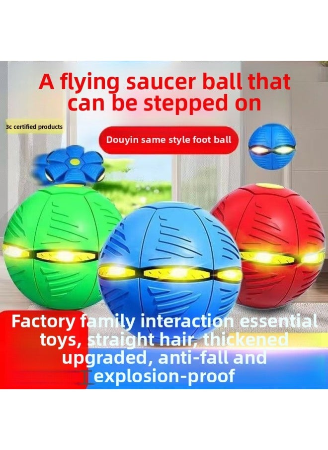 null - Direct Selling Children's Toy Deformation Ball Frisbee Ball Flying Saucer Ball Elastic Stepping Ball Vent Creative Flash Ball-Specification:Brand Thickening And Upgrade (six-light Supreme Model - Only Green) Damage Guaranteed - Image 1