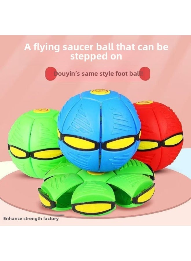 null - Direct Selling Children's Toy Deformation Ball Frisbee Ball Flying Saucer Ball Elastic Stepping Ball Vent Creative Flash Ball-Specification:Brand Thickening And Upgrade (six-light Supreme Model - Only Green) Damage Guaranteed - Image 1