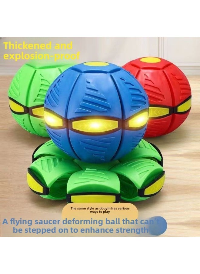 null - Direct Selling Children's Toy Deformation Ball Frisbee Ball Flying Saucer Ball Elastic Stepping Ball Vent Creative Flash Ball-Specification:Brand Thickening And Upgrade (six-light Supreme Model - Only Green) Damage Guaranteed - Image 1