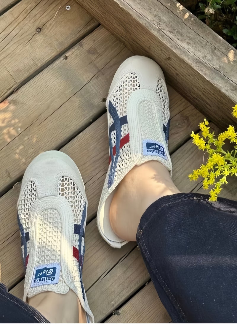 أونيتسوكا تايجر Sabot Slip-On Athlesiure Sandals بيج / أحمر / أزرق للرجال / النساء / الطلاب - Image 3
