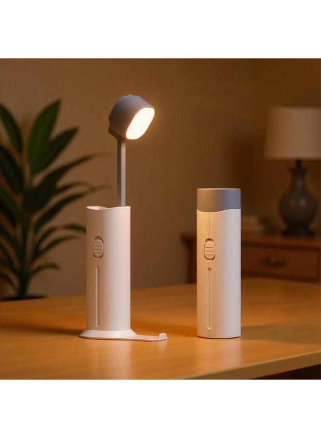 قابل للشحن الإبداعي الصغير القابل للتوسع مصباح المكتب الدراسة والمكتب 3 أوضاع الضوء المحمول مع موقف الهاتف قابل للتعديل متعدد الوظائف فوق الخفيفة في الهواء الطلق - Image 1