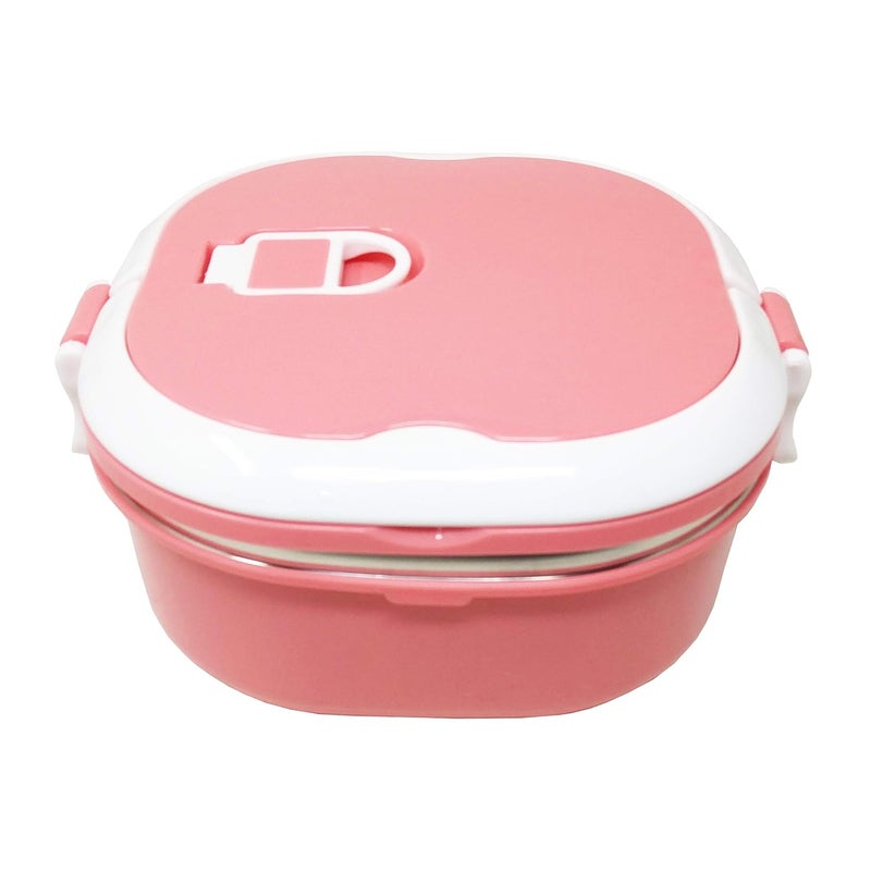 SIDAK Stainless Steel Insulated 2 Grid Lunch Box with Spoon Size 800Ml Pink - Image 1