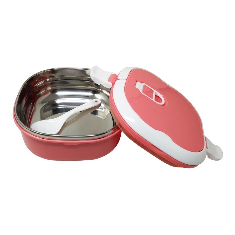 SIDAK Stainless Steel Insulated 2 Grid Lunch Box with Spoon Size 800Ml Pink - Image 2