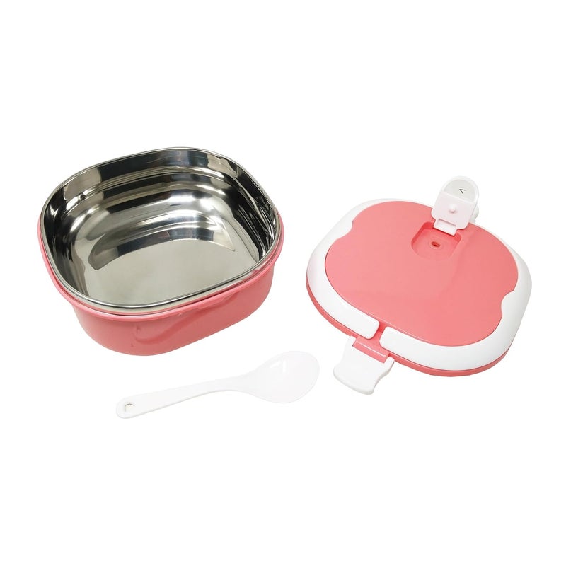 SIDAK Stainless Steel Insulated 2 Grid Lunch Box with Spoon Size 800Ml Pink - Image 3