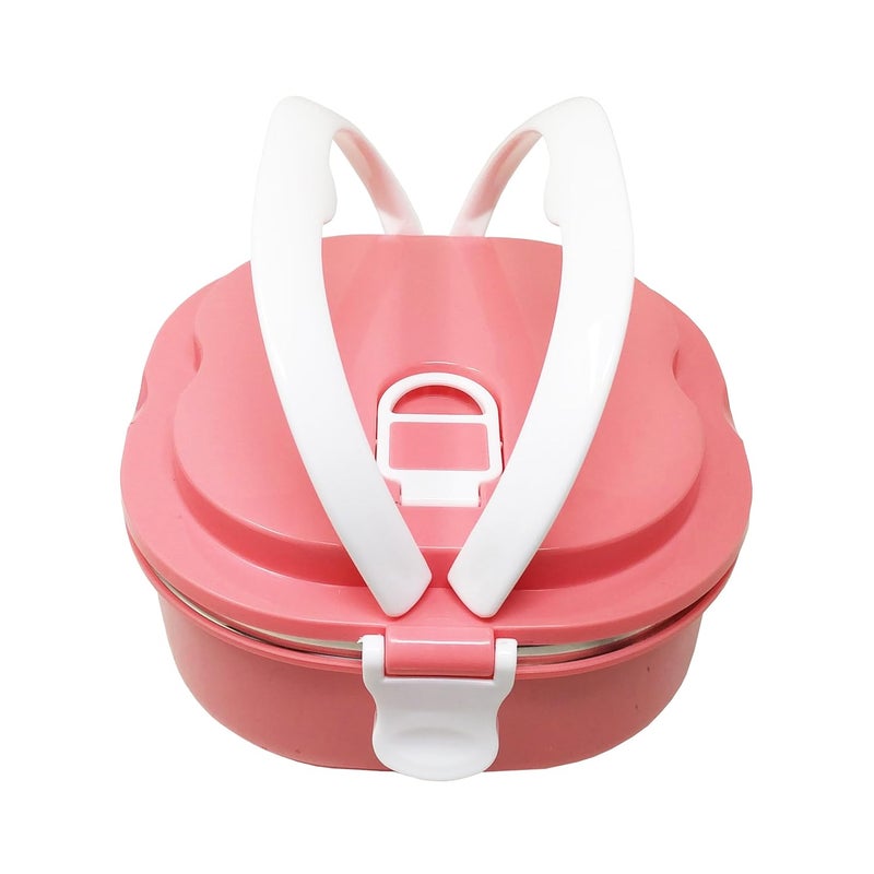 SIDAK Stainless Steel Insulated 2 Grid Lunch Box with Spoon Size 800Ml Pink - Image 4