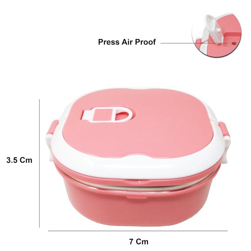 SIDAK Stainless Steel Insulated 2 Grid Lunch Box with Spoon Size 800Ml Pink - Image 5