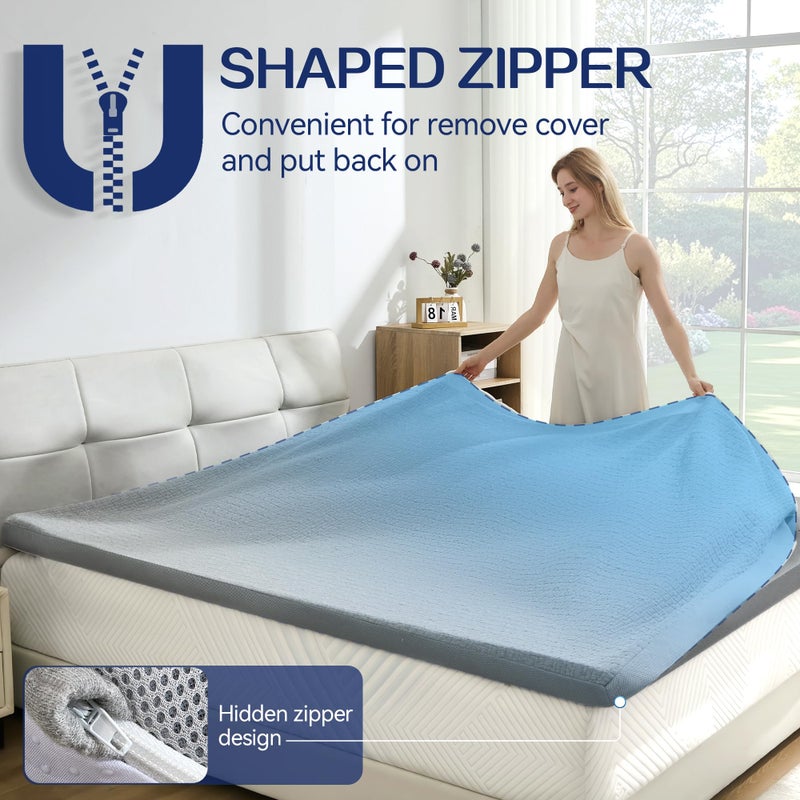SINWEEK 2 Inch Mattress Topper Twin Size, Soft Memory Foam for Back Pain Relief, Breathable Bed Topper with Grey Cover, CertiPUR-US Certified - Image 5