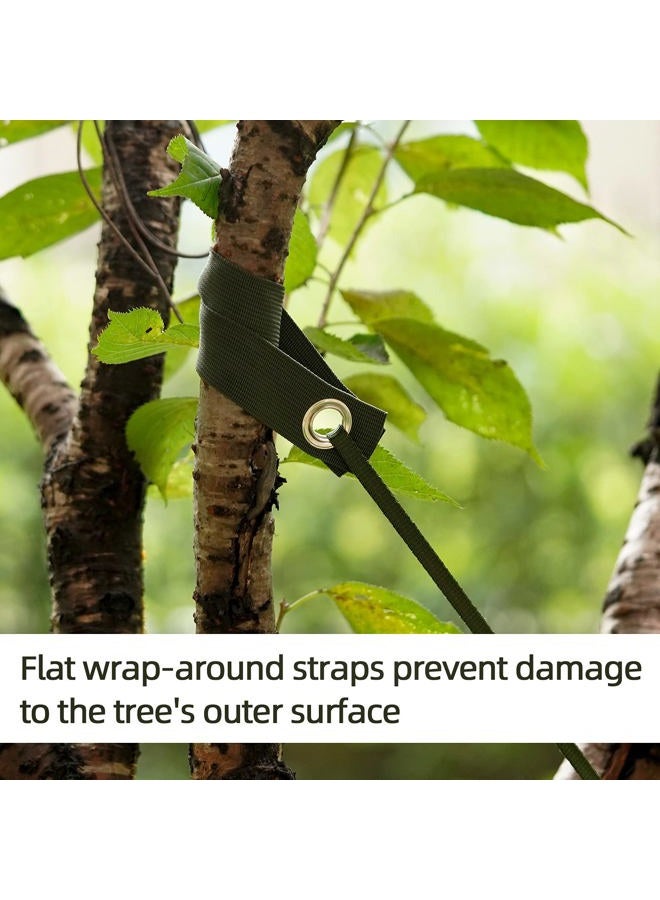 Shitailu Professional Tree Stake Kits for 2 Trees- 6pcs 15.7 Inch Tree Straps + 65.6 Feet Strong Rope for Plant Fix Straight Healthy Growth,Green - Image 3