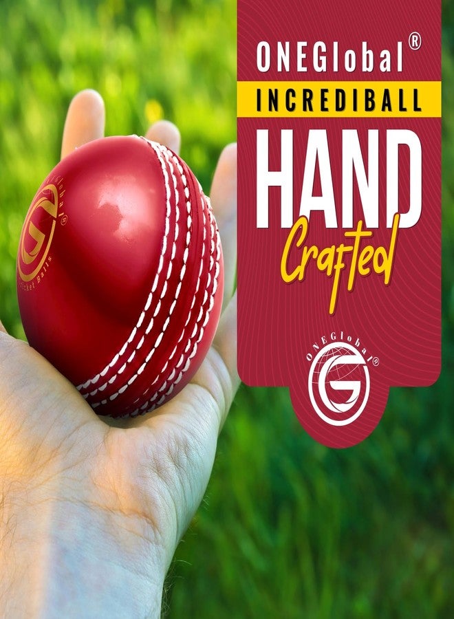 ONEGlobal Soft Indoor Outdoor Incrediball Practice Cricket Ball | Rubber Cricket Ball with Soft Core & Real Stitched Seam | for Practice, Coaching, Honing Skills & Family Fun | 7 Colours (1-Red) - Image 2