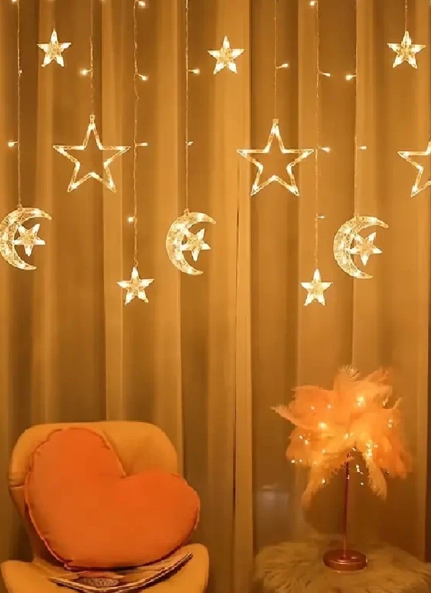 Generic LED Star Moon Curtain Lights Ramadan Eid Mubarak Decor String ...