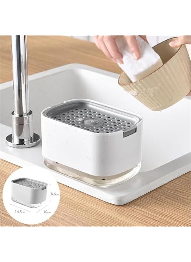 TRASSLE 2-in-1 Soap Pump Dispenser and Sponge Holder,10oz/ 300ml Sponge Holder Rack Shelf, Countertop Caddy, Dishwashing Hand Soap Dispenser for Kitchen, Bathroom, Liquid Hand Pump Dispenser  - Image 3