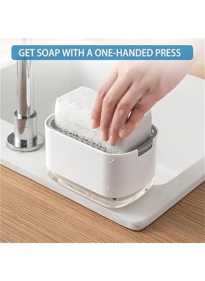 TRASSLE 2-in-1 Soap Pump Dispenser and Sponge Holder,10oz/ 300ml Sponge Holder Rack Shelf, Countertop Caddy, Dishwashing Hand Soap Dispenser for Kitchen, Bathroom, Liquid Hand Pump Dispenser  - Image 4