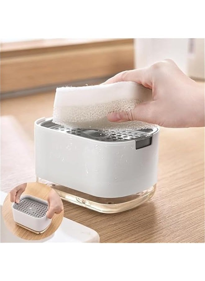 TRASSLE 2-in-1 Soap Pump Dispenser and Sponge Holder,10oz/ 300ml Sponge Holder Rack Shelf, Countertop Caddy, Dishwashing Hand Soap Dispenser for Kitchen, Bathroom, Liquid Hand Pump Dispenser  - Image 5
