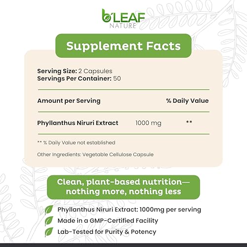 b'leaf NATURE بليف ناتشر شنك بيدرا حجر كسر 100 كبسولة 1000 ملغ دعم تقليدي للأعشاب للكلى غير معدلة وراثيًا نباتي خالي من الغلوتين صحة المسالك البولية والكبد - Image 5