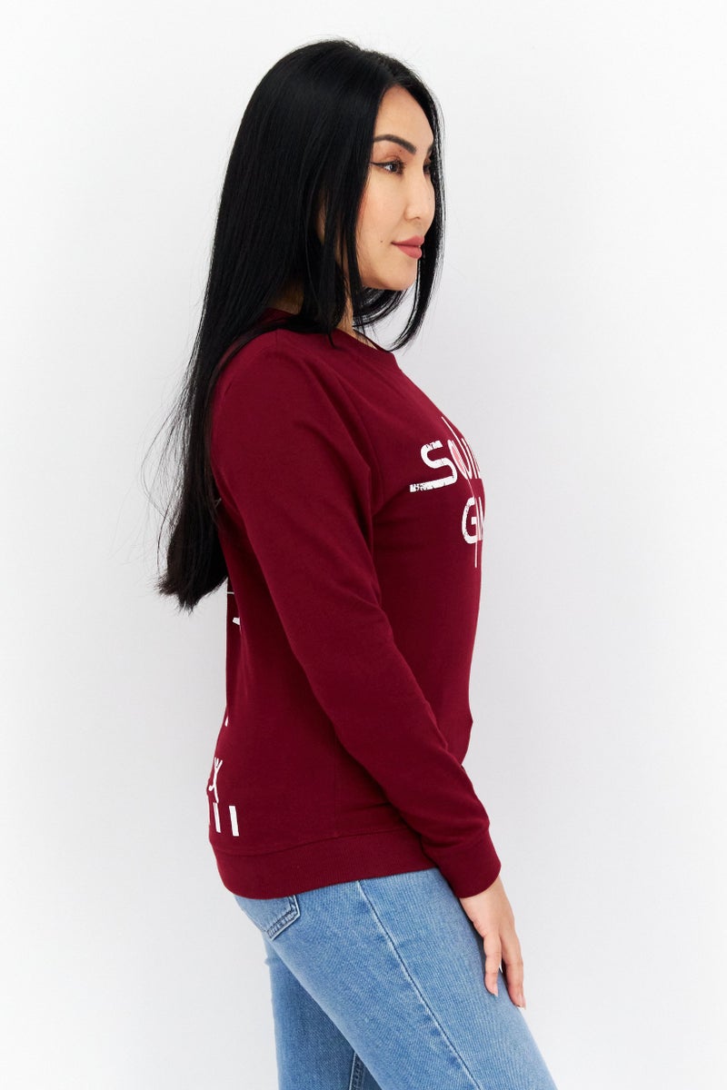 NETFLIX Women Crew Neck Squid Game Long Sleeves Sweatshirt, Maroon - Image 3