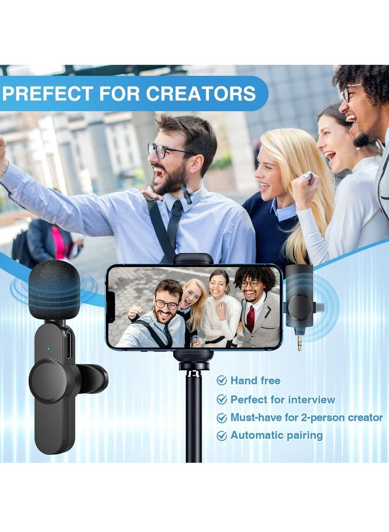 JAJEEK - Wireless Lavalier Lapel Microphone for iPhone, iPad, Android, Camera – Plug & Play, 7 Hours Long Working Time, Ideal for Interviews, Videos, Podcasts, Vlogs, YouTube - Image 1