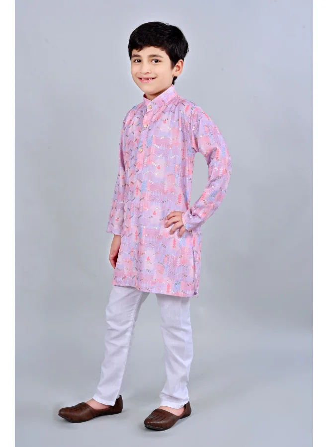 BT DEZINES Pink Rayon Kurta Pajama Set for Boys
