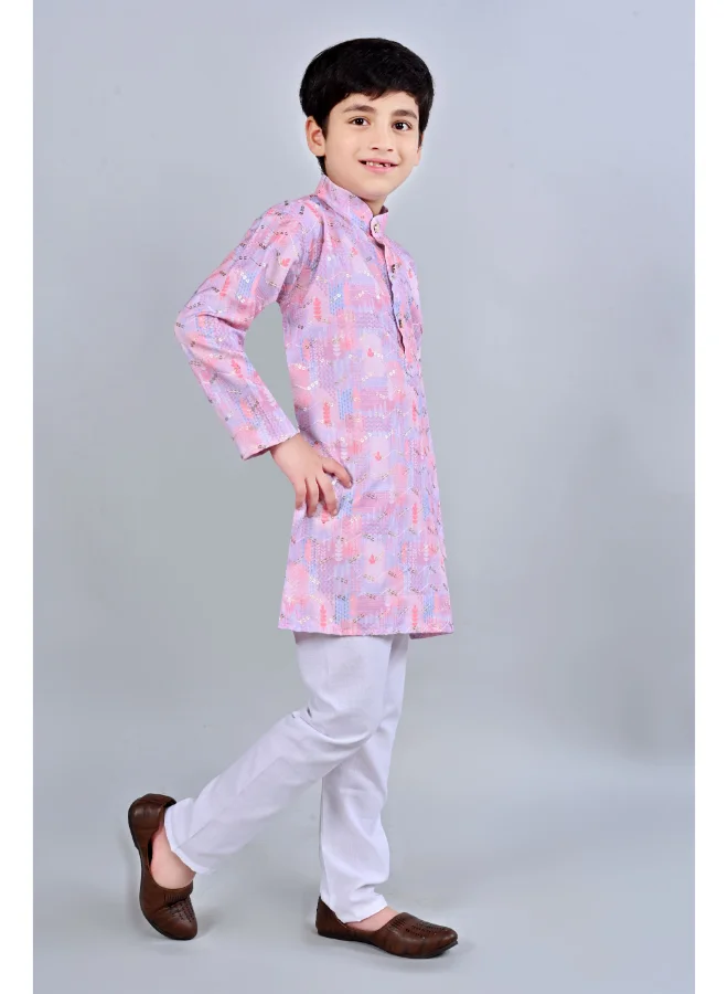 BT DEZINES Pink Rayon Kurta Pajama Set for Boys