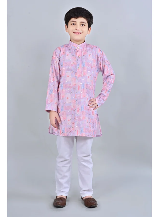 BT DEZINES Pink Rayon Kurta Pajama Set for Boys