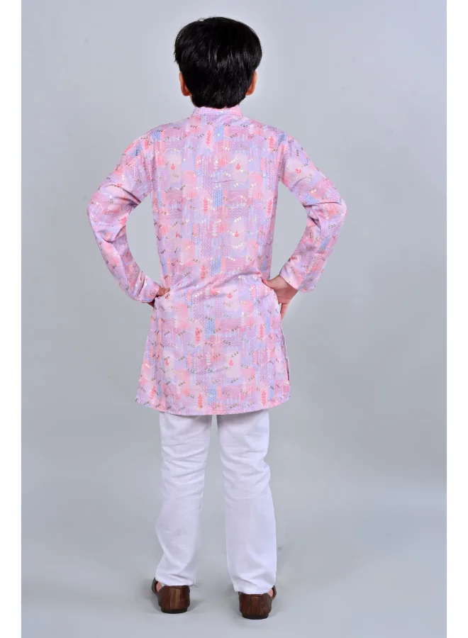 BT DEZINES Pink Rayon Kurta Pajama Set for Boys