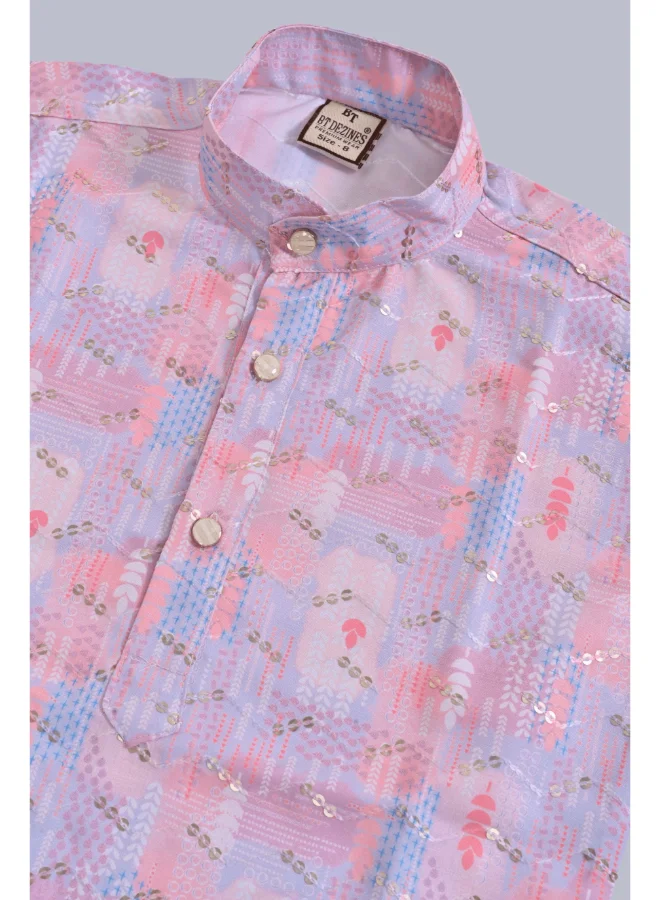 BT DEZINES Pink Rayon Kurta Pajama Set for Boys