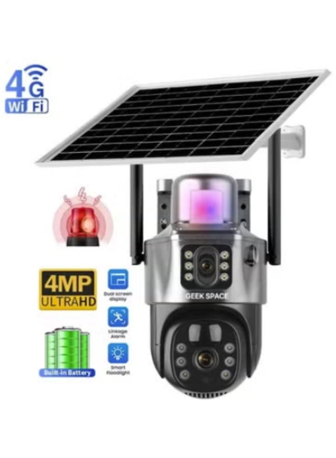 GEEK SPACE 4MP Ultra HD Solar WiFi PTZ Security Camera with Dual Lens, 360° Pan Tilt, AI Motion Detection, Full Color Night Vision, Two-Way Audio, Waterproof Outdoor CCTV Camera, Remote Viewing - Image 1