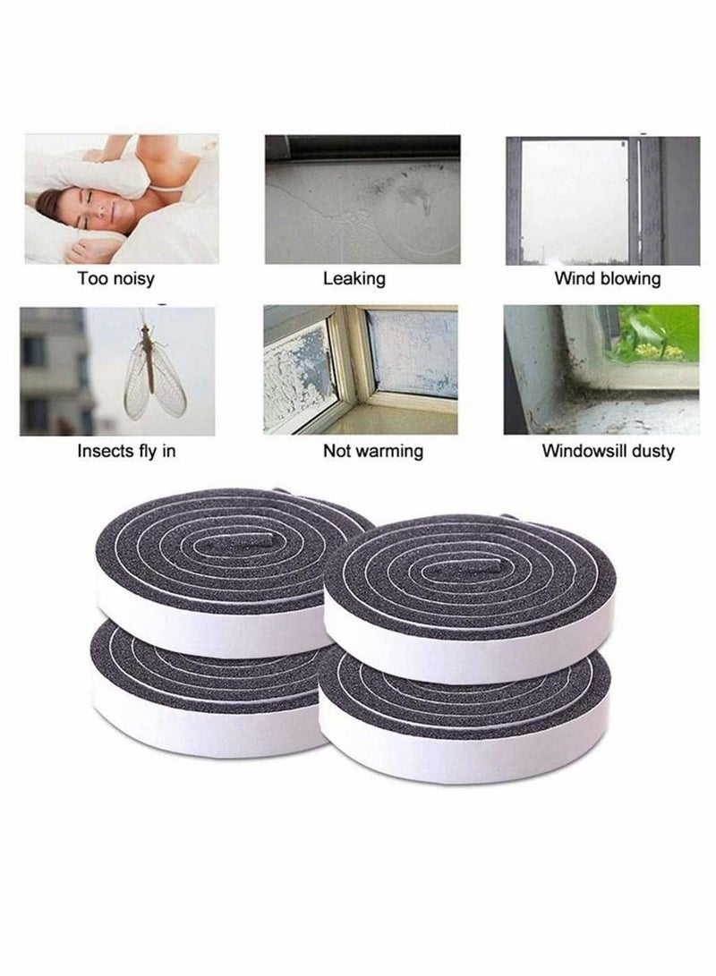NIBEMINENT Seal Tape, Strong Adhesive Soundproof Shockproof Gap Sealing Foam Rubber Weather Stripping Strip Tape for Home Window Door Draught Excluder Air Conditioner 8 Rolls of 1M Long Each  - Image 4