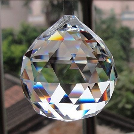 Pindia 2 pcs Fengshui Clear Crystal Hanging Ball for Good Luck & Prosperity (Pre Energized in Rock Salt) - Image 1