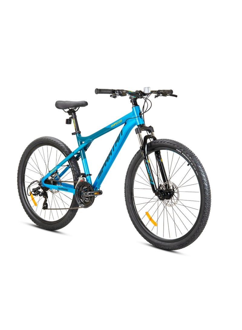 Spartan Ampezzo 27.5" MTB – 17.5" Alloy Frame, Shimano 3x7 Speed Drivetrain, Front Suspension Fork, Alloy Disc Brakes, 27.5x2.1" CST MTB Tyres, Trail-Ready Mountain Bike | SP-3005-27-BLUCHIL - Image 1