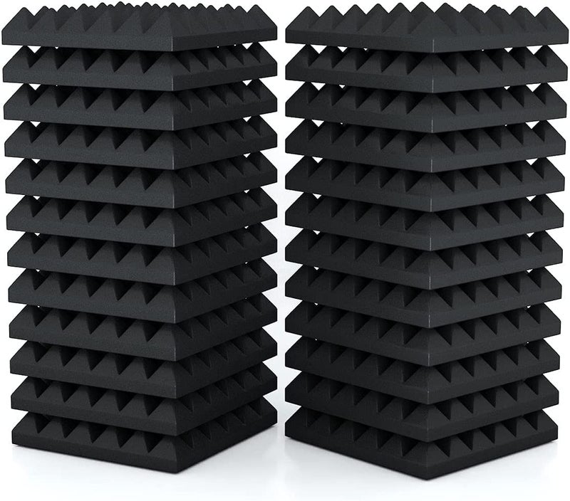 KS AUDIOSOUL ألواح فوم صوتي عازل من ناسا، 1x1 قدم 2 بوصة سميكة إضافية بكثافة 40 | احترافي رمادي غامق | كثافة عالية | جودة ممتازة (1 قطعة) - Image 1