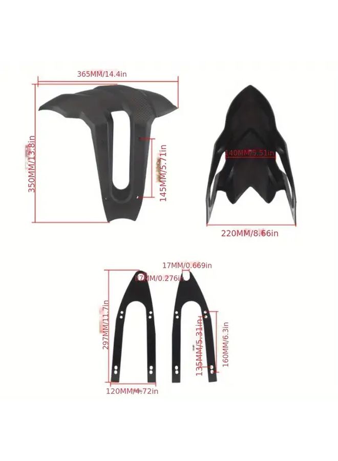 Heavy Duty Black Motorcycle Rear Fender Adjustable Fit Durable PP Material Easy Installation - Image 2