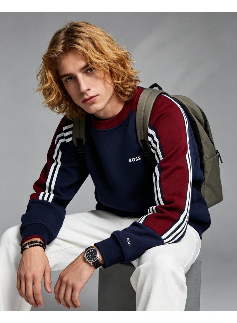 BOSS Crew Neck Sweatshirt Vintage Washed Oversized Raglan Sleeve Casual Daily Streetwear Unisex Burgundy Navy - Image 2