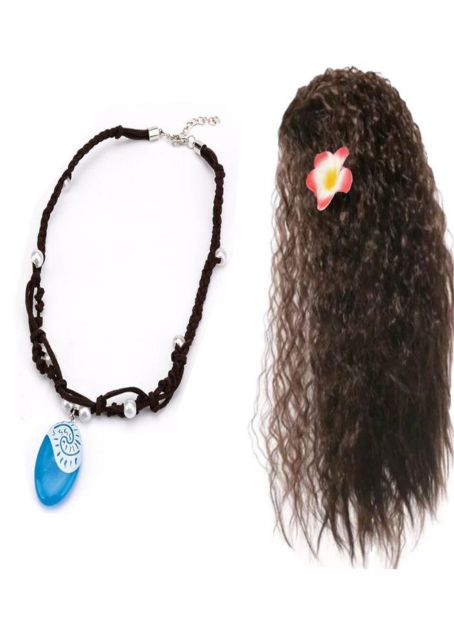Yosbabe Gilrs Wig and Necklace Dress up Set Halloween Costume Accessories Party Favors Christmas Gift for Girls - Image 1