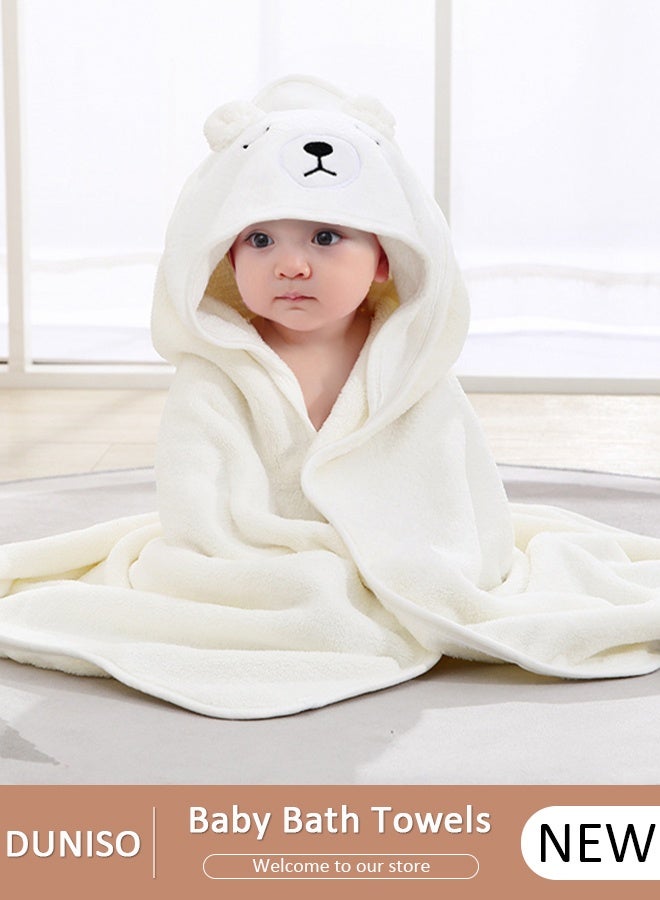 DUNISO مناشف حمام الأطفال حديثي الولادة بغطاء للرأس منشفة أطفال فائقة الامتصاص وناعمة من القطن بغطاء للرأس للطفل الرضيع للجنسين بغطاء للرأس منشفة حمام للأطفال - Image 1
