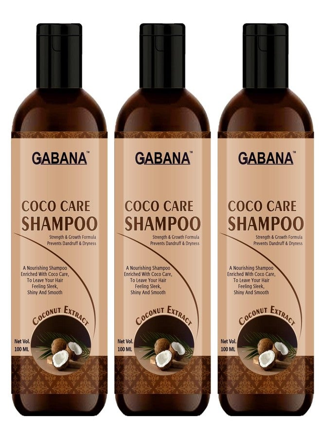GABANA Coconut Extract Coco Care Shampoo for Men and Women (Pack of 3, 100 ml)|Shampoo for Hair Fall Defence shampoo for Hair Growth SHampoo for Frizzy and Dry Hair SHAMPOO for Strong and Sliky Hair| - Image 1