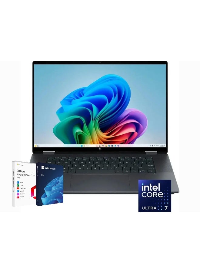 HP OmniBook X Flip Laptop With 16-Inch WUXGA Display,Core Ultra 7 256V Processor/16GB RAM/2TB SSD/Intel Arc 140V Graphics/Windows 11 Pro + Office Life Time 2024 English/Arabic Eclipse Gray - Image 1