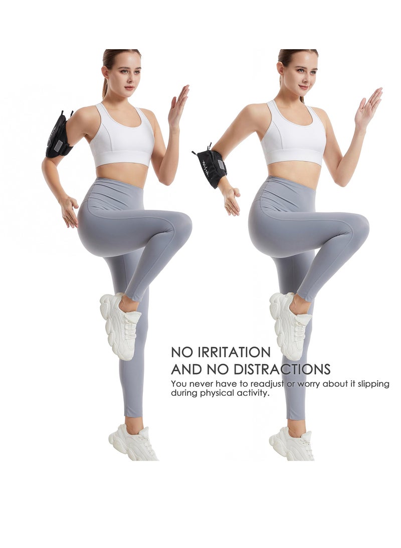 SYOSI سوار رياضي عالمي مريح للجري وحزام معصم وحامل هاتف محمول للتمرين، متوافق مع iPhone 14/Plus/Pro/13/12/11 Samsung Galaxy All Phones، قابل للتعديل (أسود) - Image 4