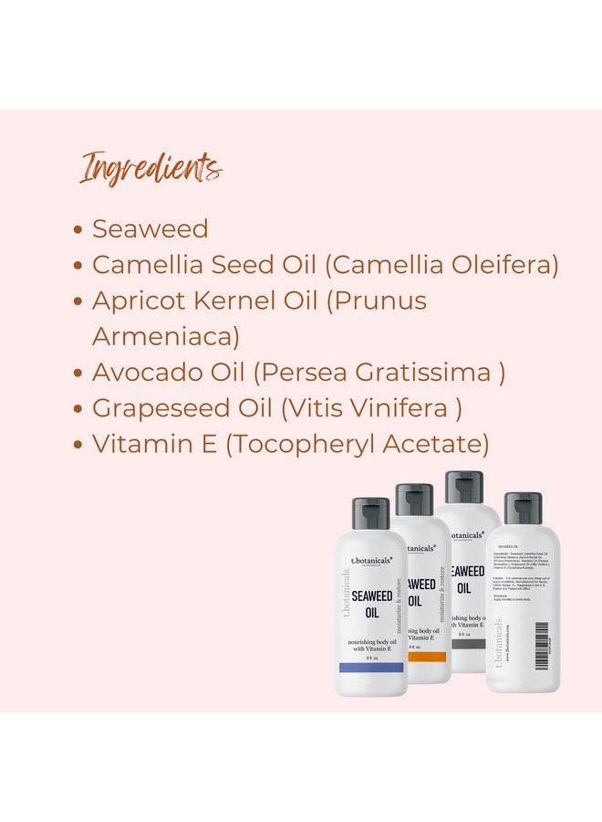 t.botanicals زيت الجسم من الطحالب 8 أونصات. زيت طحالب البحر المغذي سريع الامتصاص مشدود مضاد للشيخوخة زيت غير دهني للتدليك نهاراً وليلاً مرطب من الطحالب للبشرة الجافة والباهتة والمترهلة للوجه والشعر والقدمين واليدين (حمضيات) - Image 5