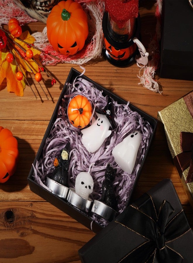 Rossesay 12 PCS Halloween Decoration Ghost Candles Pumpkin Skeleton Cat Witch Cute Mini Candles White Soy Wax Horror Tea Lights Spooky Set for Autumn Halloween Party Home Decorations - Image 5
