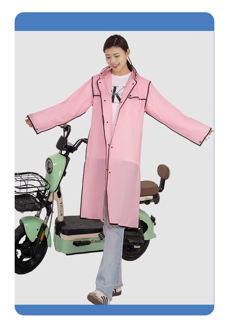 AUGEN Waterproof Rain Coat Hooded Universal Outdoor Water Resistant Rainwear Suit for Men Women Boys & Girls (IN, Alpha, Free Size, Regular, Pink Black) - Image 2