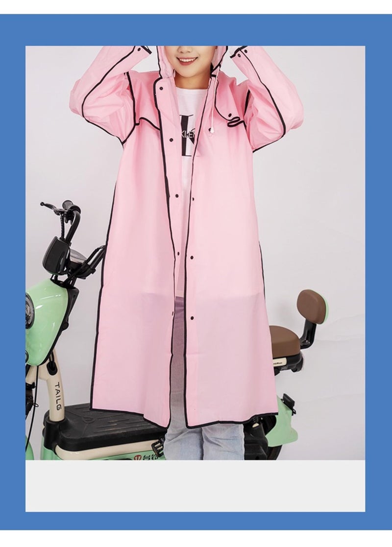 AUGEN Waterproof Rain Coat Hooded Universal Outdoor Water Resistant Rainwear Suit for Men Women Boys & Girls (IN, Alpha, Free Size, Regular, Pink Black) - Image 3