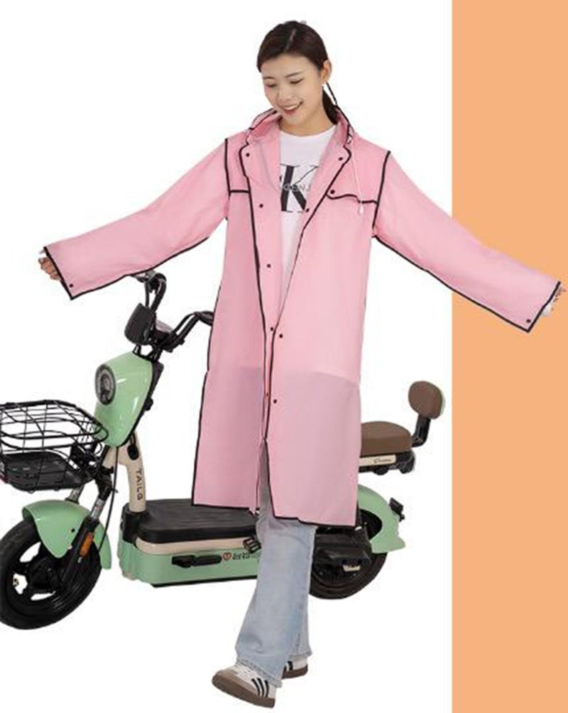 AUGEN Waterproof Rain Coat Hooded Universal Outdoor Water Resistant Rainwear Suit for Men Women Boys & Girls (IN, Alpha, Free Size, Regular, Pink Black) - Image 4