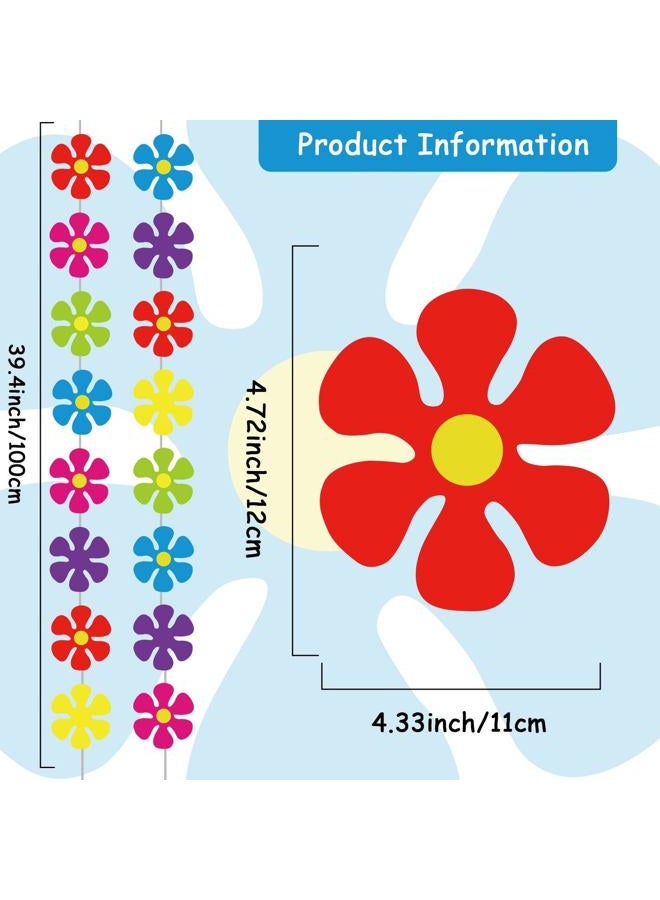 Tevxj 12 Packs Flower Paper Garland kit Decorations Spring Flower Paper Cutouts 60's Hippie Party Banners Groovy Hippie Hanging Swirl Peace and Love for Birthday Party Baby Shower Home Favor Supplies - Image 2