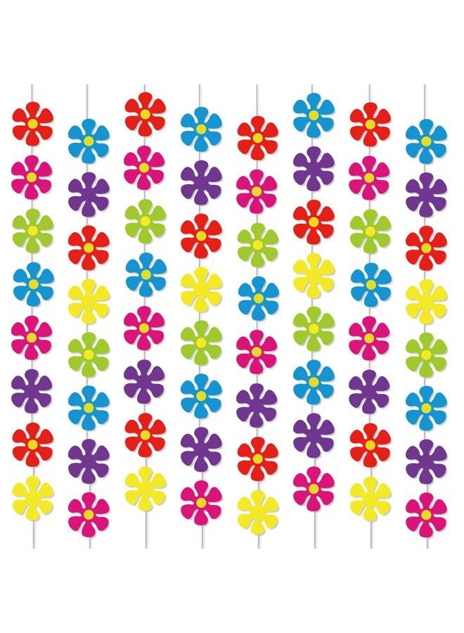 Tevxj 12 Packs Flower Paper Garland kit Decorations Spring Flower Paper Cutouts 60's Hippie Party Banners Groovy Hippie Hanging Swirl Peace and Love for Birthday Party Baby Shower Home Favor Supplies - Image 1