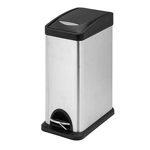 HoneyCanDo 8L Rectangular SS Step Can Silver